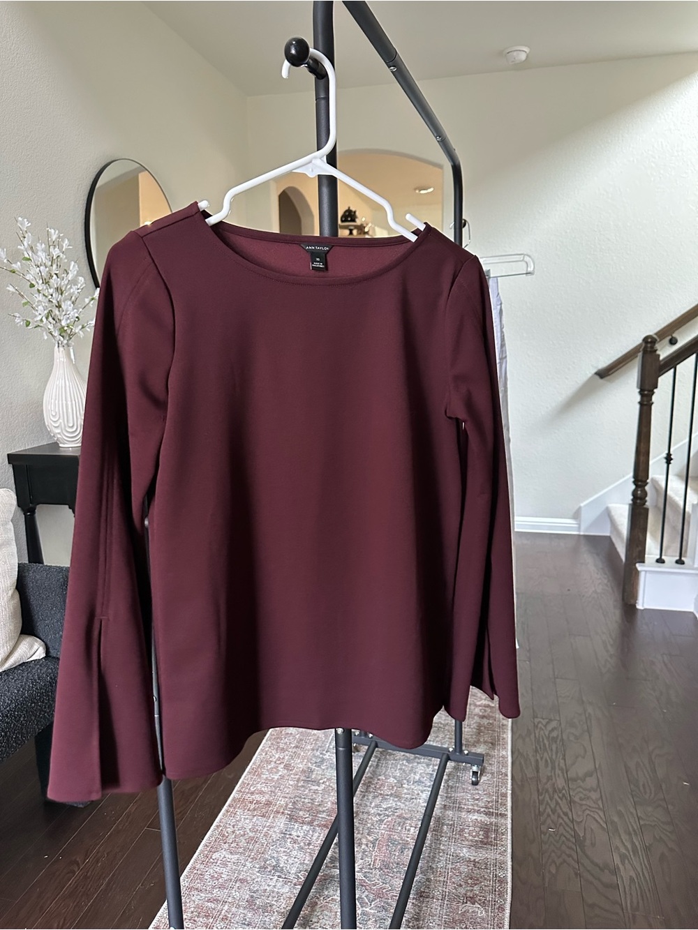 Ann Taylor Maroon Long Sleeve Work Top